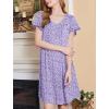 Ekouaer Nightgowns for Women Short Sleeve House Dress with Pockets Floral Print Mumu Dress(Small Florals Purple)