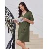 Ekouaer Nightgowns for Women Short Sleeve Sleep Shirt V Neck Night Gown With Pockets Soft Pajamas Dress Casual Sleepwear(Army Green)