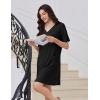 Ekouaer Nightgowns for Women Short Sleeve Sleep Shirt V Neck Night Gown With Pockets Soft Pajamas Dress Casual Sleepwear(Black)