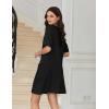 Ekouaer Nightgowns for Women Short Sleeve Sleep Shirt V Neck Night Gown With Pockets Soft Pajamas Dress Casual Sleepwear(Black)
