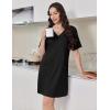 Ekouaer Nightgowns for Women Short Sleeve Sleep Shirt V Neck Night Gown With Pockets Soft Pajamas Dress Casual Sleepwear(Black)