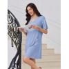 Ekouaer Nightgowns for Women Short Sleeve Sleep Shirt V Neck Night Gown With Pockets Soft Pajamas Dress Casual Sleepwear(Blue)
