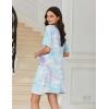 Ekouaer Nightgowns for Women Short Sleeve Sleep Shirt V Neck Night Gown With Pockets Soft Pajamas Dress Casual Sleepwear(Blue Tie Dye)