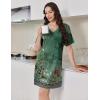 Ekouaer Nightgowns for Women Short Sleeve Sleep Shirt V Neck Night Gown With Pockets Soft Pajamas Dress Casual Sleepwear(Floral Green)