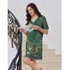 Ekouaer Nightgowns for Women Short Sleeve Sleep Shirt V Neck Night Gown With Pockets Soft Pajamas Dress Casual Sleepwear(Floral Green)