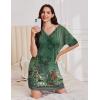 Ekouaer Nightgowns for Women Short Sleeve Sleep Shirt V Neck Night Gown With Pockets Soft Pajamas Dress Casual Sleepwear(Floral Green)