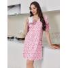 Ekouaer Nightgowns for Women Short Sleeve Sleep Shirt V Neck Night Gown With Pockets Soft Pajamas Dress Casual Sleepwear(Floral Pink)