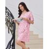 Ekouaer Nightgowns for Women Short Sleeve Sleep Shirt V Neck Night Gown With Pockets Soft Pajamas Dress Casual Sleepwear(Floral Pink)