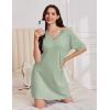 Ekouaer Nightgowns for Women Short Sleeve Sleep Shirt V Neck Night Gown With Pockets Soft Pajamas Dress Casual Sleepwear(Light Green)