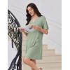 Ekouaer Nightgowns for Women Short Sleeve Sleep Shirt V Neck Night Gown With Pockets Soft Pajamas Dress Casual Sleepwear(Light Green)