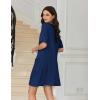 Ekouaer Nightgowns for Women Short Sleeve Sleep Shirt V Neck Night Gown With Pockets Soft Pajamas Dress Casual Sleepwear(Navy Blue)