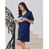 Ekouaer Nightgowns for Women Short Sleeve Sleep Shirt V Neck Night Gown With Pockets Soft Pajamas Dress Casual Sleepwear(Navy Blue)