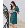 Ekouaer Nightgowns for Women Short Sleeve Sleep Shirt V Neck Night Gown With Pockets Soft Pajamas Dress Casual Sleepwear(Peacock Blue)
