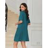Ekouaer Nightgowns for Women Short Sleeve Sleep Shirt V Neck Night Gown With Pockets Soft Pajamas Dress Casual Sleepwear(Peacock Blue)