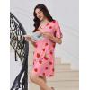 Ekouaer Nightgowns for Women Short Sleeve Sleep Shirt V Neck Night Gown With Pockets Soft Pajamas Dress Casual Sleepwear(Pink Strawberry)