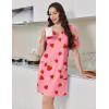 Ekouaer Nightgowns for Women Short Sleeve Sleep Shirt V Neck Night Gown With Pockets Soft Pajamas Dress Casual Sleepwear(Pink Strawberry)