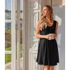 Ekouaer Nightgowns for Women Sleeveless Sleep Shirt Tank Night Gown V Neck Chemise Pleated Night Shirt Soft Sleep Dress(Black)