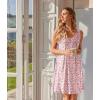 Ekouaer Nightgowns for Women Sleeveless Sleep Shirt Tank Night Gown V Neck Chemise Pleated Night Shirt Soft Sleep Dress(Floral Pink)
