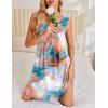 Ekouaer Nightgowns for Women Sleeveless Sleep Shirt Tank Night Gown V Neck Chemise Pleated Night Shirt Soft Sleep Dress(Marble Tie Dye)