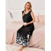 Ekouaer Nightgowns for Women Sleeveless Sleepshirt Long Print House Dress Tank Nightshirt Maxi Casual Dress with Pockets(Black Silhouette Flowers)