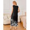 Ekouaer Nightgowns for Women Sleeveless Sleepshirt Long Print House Dress Tank Nightshirt Maxi Casual Dress with Pockets(Black Silhouette Flowers)