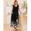 Ekouaer Nightgowns for Women Sleeveless Sleepshirt Long Print House Dress Tank Nightshirt Maxi Casual Dress with Pockets(Black Silhouette Flowers)