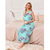 Ekouaer Nightgowns for Women Sleeveless Sleepshirt Long Print House Dress Tank Nightshirt Maxi Casual Dress with Pockets(Blue Flower)