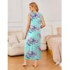 Ekouaer Nightgowns for Women Sleeveless Sleepshirt Long Print House Dress Tank Nightshirt Maxi Casual Dress with Pockets(Blue Flower)