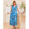 Ekouaer Nightgowns for Women Sleeveless Sleepshirt Long Print House Dress Tank Nightshirt Maxi Casual Dress with Pockets(Blue Multi Flowers)