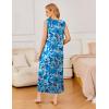 Ekouaer Nightgowns for Women Sleeveless Sleepshirt Long Print House Dress Tank Nightshirt Maxi Casual Dress with Pockets(Blue Multi Flowers)