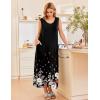 Ekouaer Nightgowns for Women Sleeveless Sleepshirt Long Print House Dress Tank Nightshirt Maxi Casual Dress with Pockets(Flower Black)