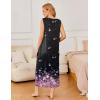Ekouaer Nightgowns for Women Sleeveless Sleepshirt Long Print House Dress Tank Nightshirt Maxi Casual Dress with Pockets(Gradient Shiny Flowers)