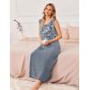 Ekouaer Nightgowns for Women Sleeveless Sleepshirt Long Print House Dress Tank Nightshirt Maxi Casual Dress with Pockets(Gray Flower Branches)