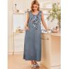 Ekouaer Nightgowns for Women Sleeveless Sleepshirt Long Print House Dress Tank Nightshirt Maxi Casual Dress with Pockets(Gray Flower Branches)