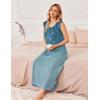 Ekouaer Nightgowns for Women Sleeveless Sleepshirt Long Print House Dress Tank Nightshirt Maxi Casual Dress with Pockets(Green Flower Branches)