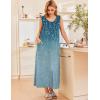 Ekouaer Nightgowns for Women Sleeveless Sleepshirt Long Print House Dress Tank Nightshirt Maxi Casual Dress with Pockets(Green Flower Branches)