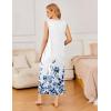 Ekouaer Nightgowns for Women Sleeveless Sleepshirt Long Print House Dress Tank Nightshirt Maxi Casual Dress with Pockets(Leaf)