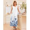 Ekouaer Nightgowns for Women Sleeveless Sleepshirt Long Print House Dress Tank Nightshirt Maxi Casual Dress with Pockets(Leaf)