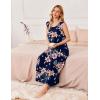 Ekouaer Nightgowns for Women Sleeveless Sleepshirt Long Print House Dress Tank Nightshirt Maxi Casual Dress with Pockets(Navy Blue Orange Flower)