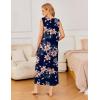 Ekouaer Nightgowns for Women Sleeveless Sleepshirt Long Print House Dress Tank Nightshirt Maxi Casual Dress with Pockets(Navy Blue Orange Flower)