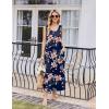 Ekouaer Nightgowns for Women Sleeveless Sleepshirt Long Print House Dress Tank Nightshirt Maxi Casual Dress with Pockets(Navy Blue Orange Flower)