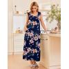 Ekouaer Nightgowns for Women Sleeveless Sleepshirt Long Print House Dress Tank Nightshirt Maxi Casual Dress with Pockets(Navy Blue Orange Flower)
