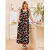 Ekouaer Nightgowns for Women Sleeveless Sleepshirt Long Print House Dress Tank Nightshirt Maxi Casual Dress with Pockets(Red Black Flower)