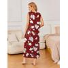 Ekouaer Nightgowns for Women Sleeveless Sleepshirt Long Print House Dress Tank Nightshirt Maxi Casual Dress with Pockets(Red Flower)