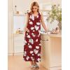 Ekouaer Nightgowns for Women Sleeveless Sleepshirt Long Print House Dress Tank Nightshirt Maxi Casual Dress with Pockets(Red Flower)