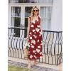 Ekouaer Nightgowns for Women Sleeveless Sleepshirt Long Print House Dress Tank Nightshirt Maxi Casual Dress with Pockets(Red Flower)