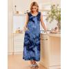 Ekouaer Nightgowns for Women Sleeveless Sleepshirt Long Print House Dress Tank Nightshirt Maxi Casual Dress with Pockets(Tie Dye Blue)