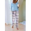 Ekouaer Pajamas For Women Comfy Long Sleeve Jogger Set Lounge Pjs Set With Pockets(Aqua Blue Plaid)