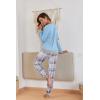Ekouaer Pajamas For Women Comfy Long Sleeve Jogger Set Lounge Pjs Set With Pockets(Aqua Blue Plaid)