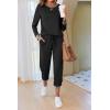 Ekouaer Pajamas For Women Comfy Long Sleeve Jogger Set Lounge Pjs Set With Pockets(Black)
